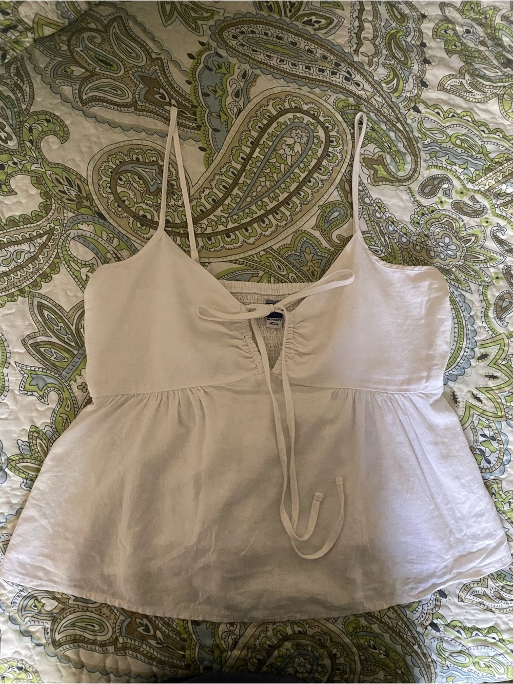 Old Navy White Tie-Front Spaghetti Strap Camisole